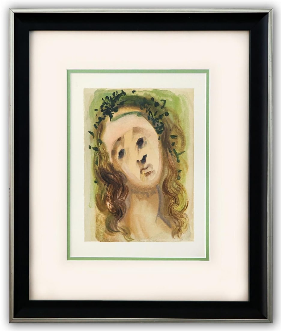 Salvador Dali- Original Color Woodcut on B.F.K. Rives Paper "Purgatory 10": Artist: Salvador Dali. Medium: Original Color Woodcut on B.F.K. Rives Paper. Title: Purgatory 10. Size: 13" x 10". Measures approx. 22" x 18" (framed). Certificate of Authenticity: Is included. Additi