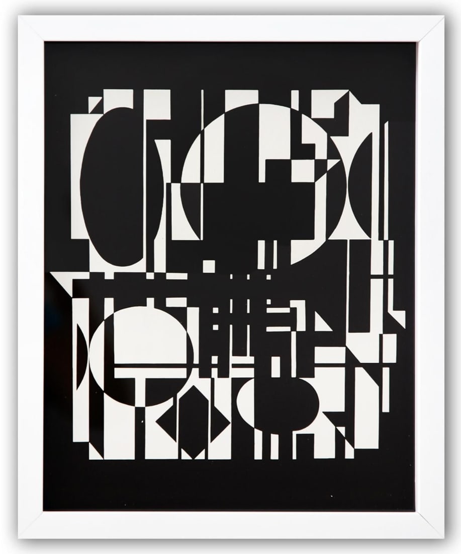Victor Vasarely- Heliogravure Print "Untitled": Artist: Victor Vasarely. Medium: Heliogravure Print. Title: Untitled. Size: 14" x 11". Measures approx. 15" x 12" (framed). Additional: Custom Framed. Reference#: 21573.