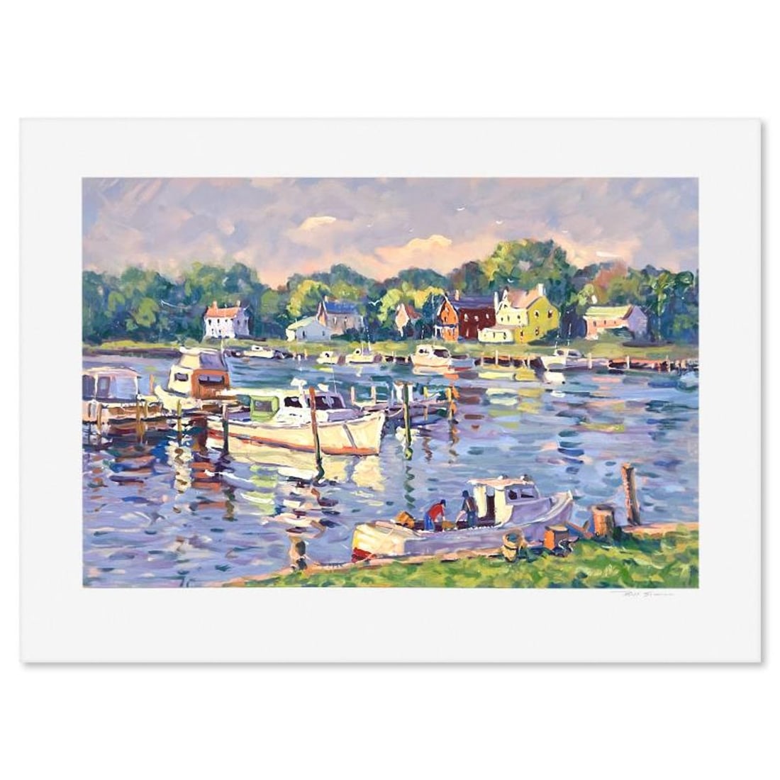 Bill Schmidt, "Mariners Cove" Limited Edition Printer's Proof Serigraph, Numbered and Hand Signed: Mariners Cove is a limited edition printer's proof serigraph on paper by Bill Schmidt, numbered and hand signed by the artist. Includes Letter of Authenticity. Measures approx. 21.5" x 29" (border), 1