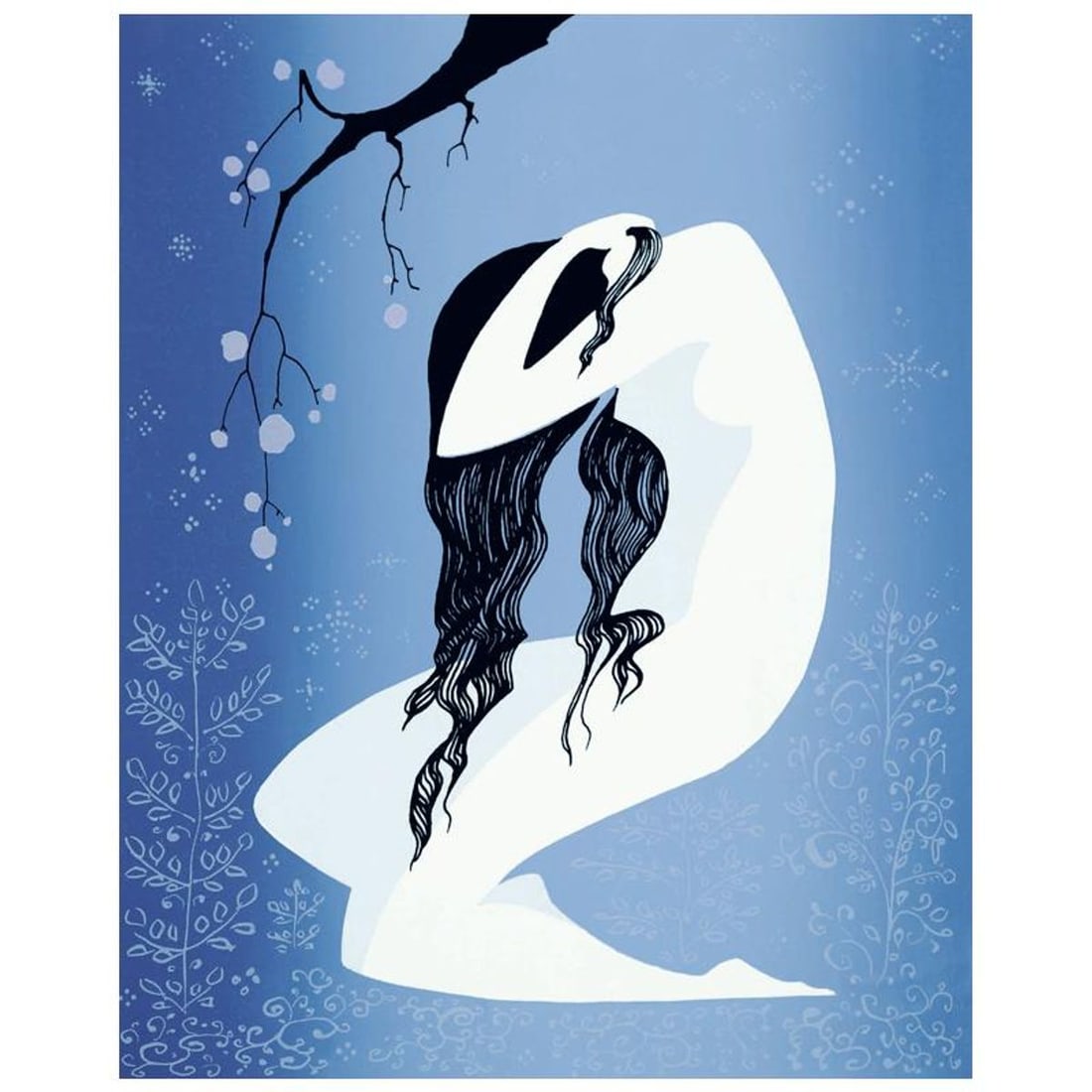 Eyvind Earle (1916-2000), "Figure in Blue Grays" Limited Edition Serigraph. Hand Signed and: Figure in Blue Grays is a limited edition serigraph on paper by Eyvind Earle (1916-2000). The piece is numbered, hand-signed by the artist, and accompanied by a certificate of authenticity. Measures a