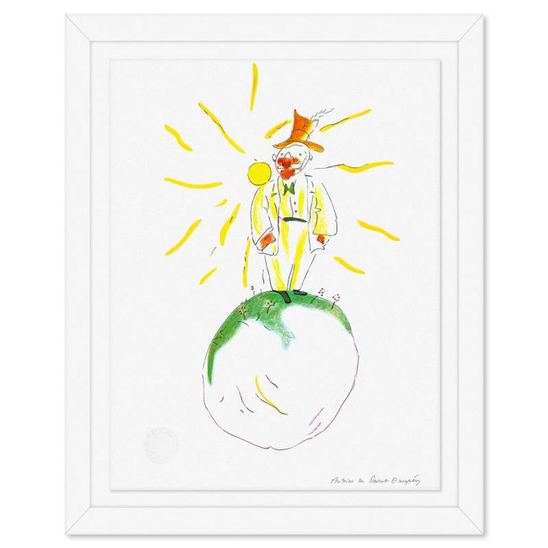 Antoine de Saint-Exupery 1900-1944 (After), "The Poet" Framed Limited Edition Lithograph with: The Poet is a limited edition lithograph on paper by Antoine de Saint-Exupery 1900-1944 (After), bearing the plate signature of the artist.This piece comes from an edition of 300 authorized by the Exu