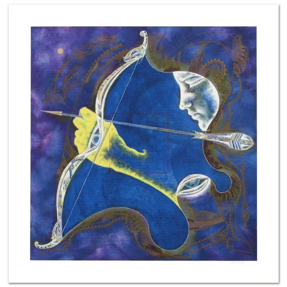 Lu Hong, "Sagittarius" Limited Edition Giclee, Numbered and Hand Signed with COA.: The zodiac is a phenomenological study, formed by coordination between 12 specific constellations in space and birth of one specific human being in time, contrasting 12 signs that guide the meditation