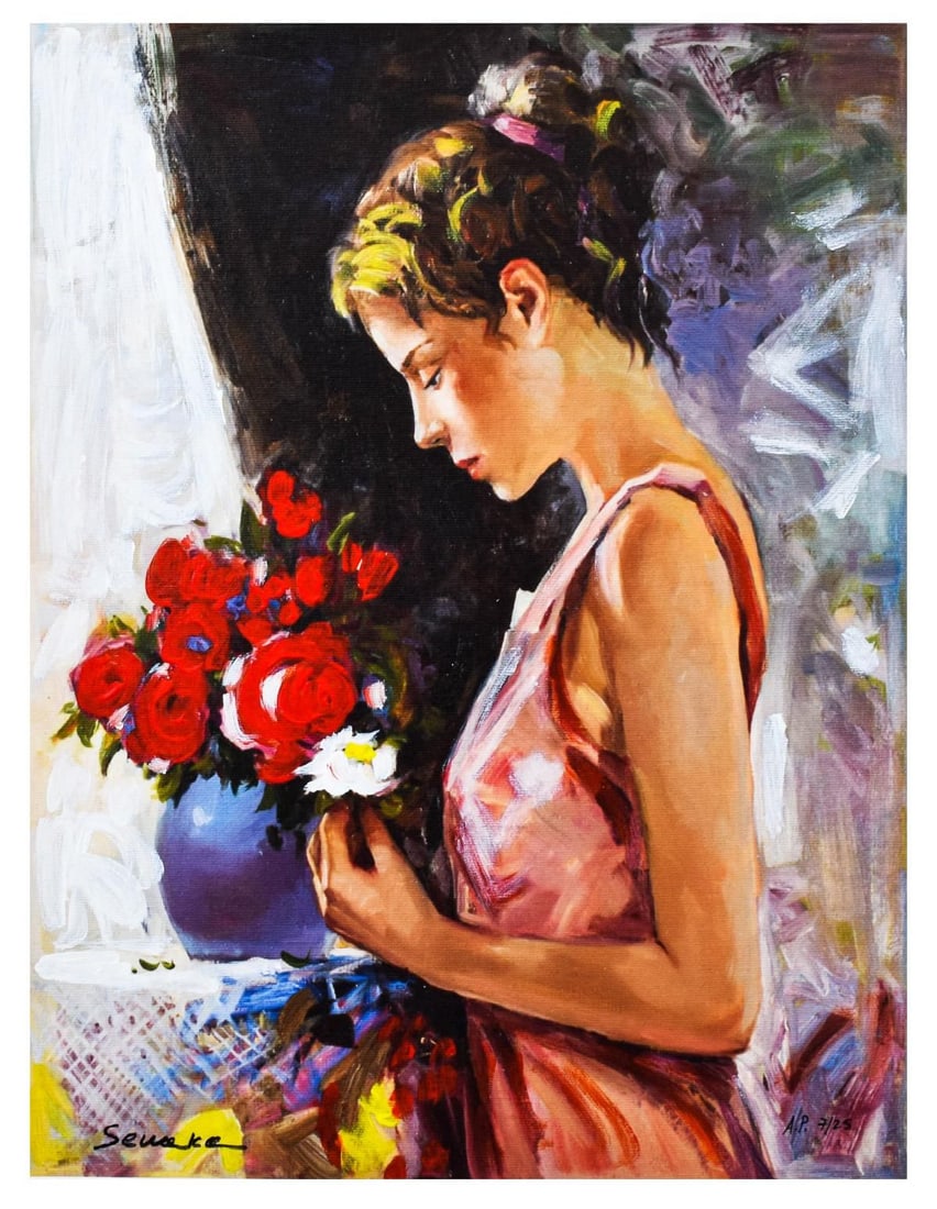 Igor Semeko- Hand Embellished Giclee on Canvas "Blessings": Artist: Igor Semeko. Medium: Hand Embellished Giclee on Canvas. Title: Blessings. Size: 16" x 12". Signature: Hand Signed by the artist. Certificate of Authenticity: From the publisher. Reference#: 13