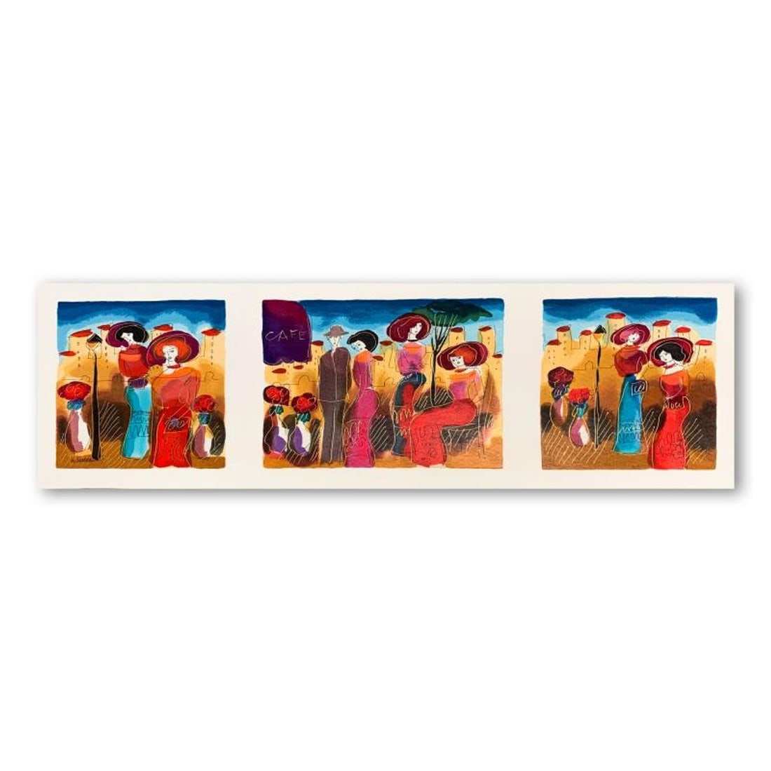 Moshe Leider, Hand Signed Limited Edition Serigraph on Paper with Letter of Authenticity.: This is a limited edition serigraph on paper by Moshe Leider. It is numbered and hand signed and includes a letter of authenticity. Measures approximately 8" x 26" (image). Reference#: 91414.