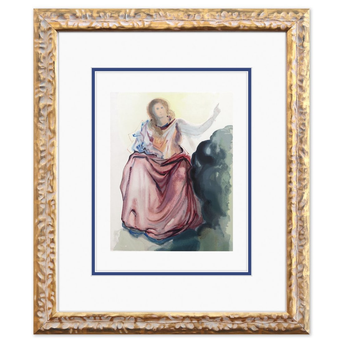Salvador Dali- Original Color Woodcut on B.F.K. Rives Paper "Paradise 4": Artist: Salvador Dali. Medium: Original Color Woodcut on B.F.K. Rives Paper. Title: Paradise 4. Size: 13" x 10". Measures approx. 20" x 17" (framed). Certificate of Authenticity: Is included. Addition
