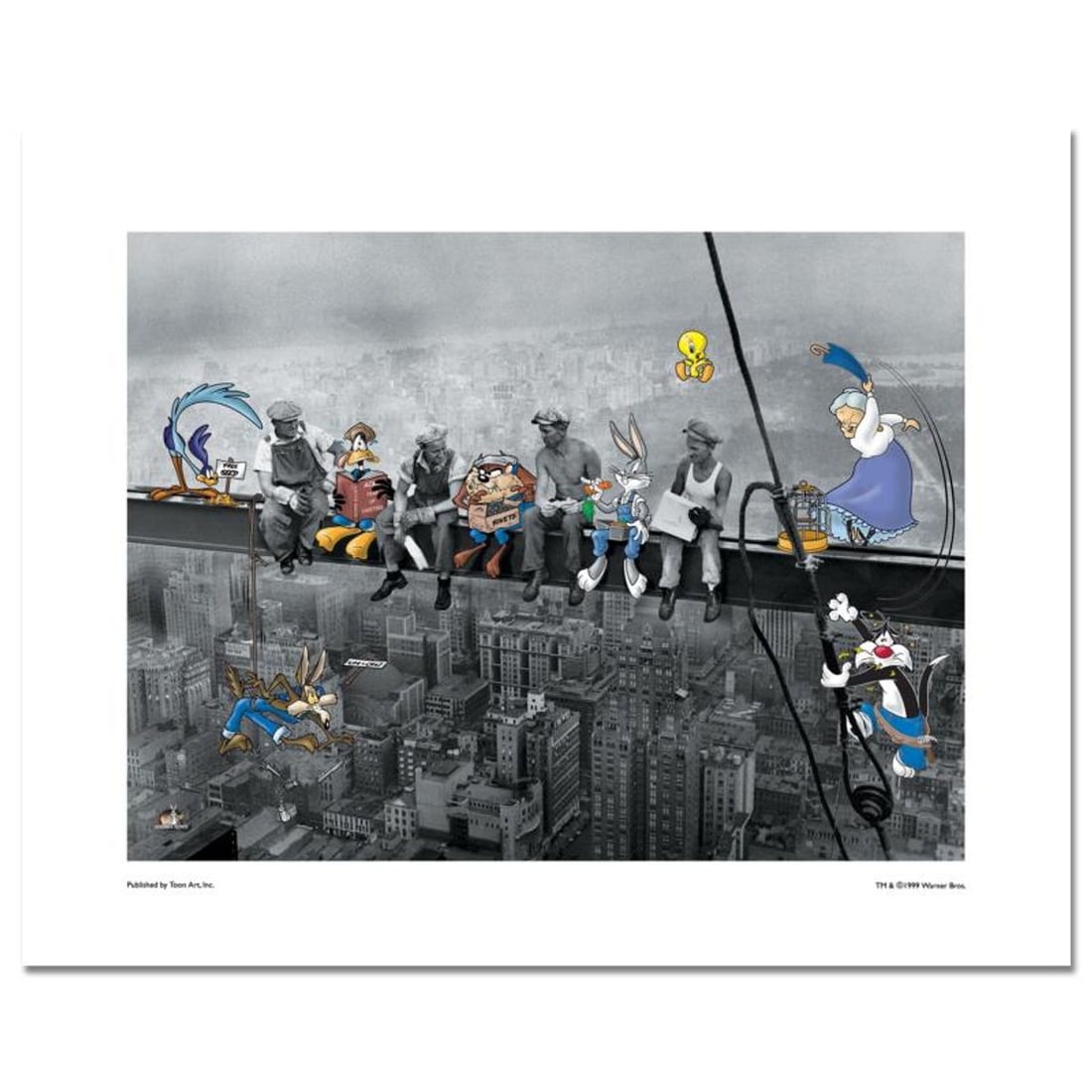 Looney Tunes, "Lunchbreak" Numbered Limited Edition with Certificate of Authenticity.: Lunchbreak is a licensed limited edition giclee on paper featuring the lineup of classic Looney Tunes characters. It comes numbered, with hologram seal, and a Certificate of Authenticity! Measures app
