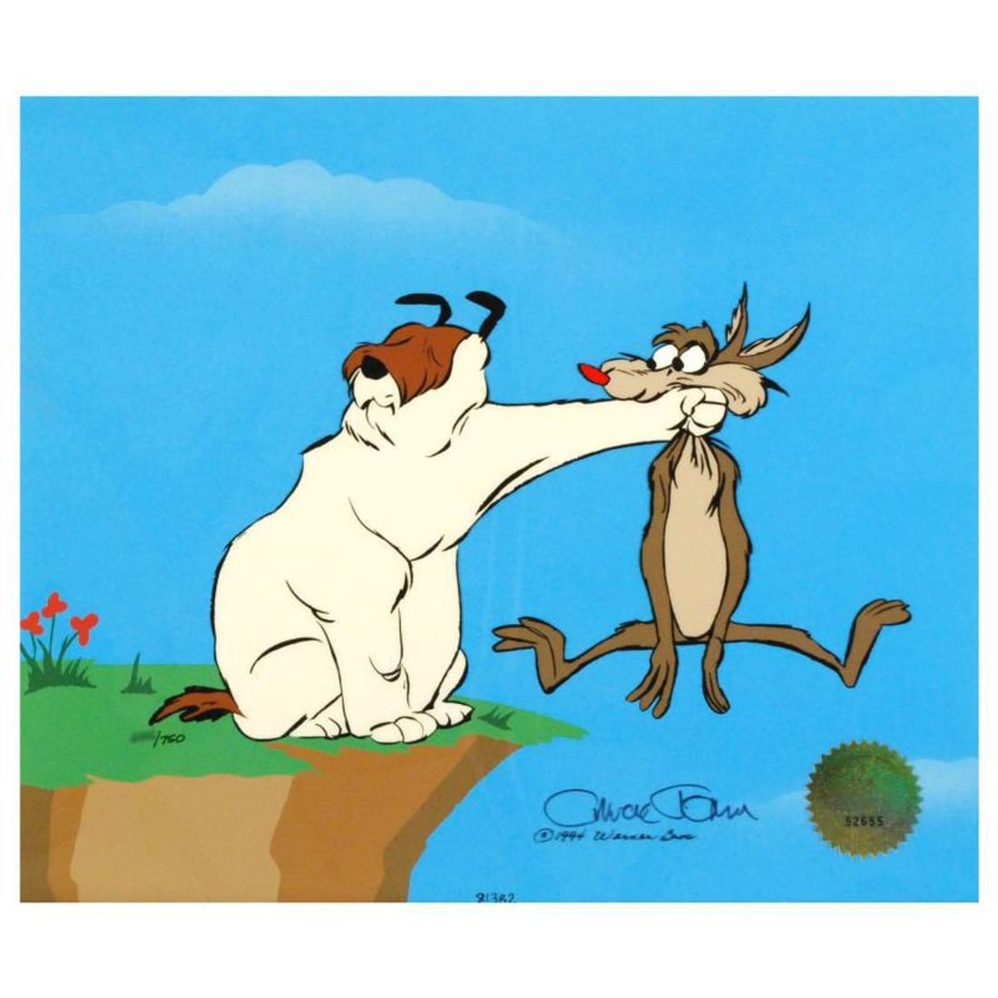 Suspended Animation Limited Edition Animation Cel with Hand Painted Color. Numbered and Hand Signed: Own this amazing piece based on the original line image hand drawn and hand-inked on paper by Mr. Jones! "Suspended Animation" is a limited edition animation cel from a sold out edition with hand-pain