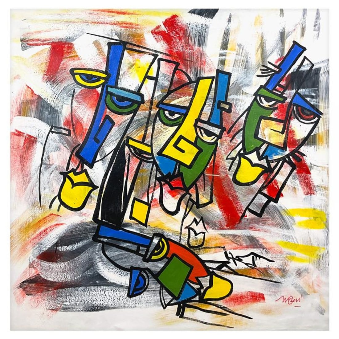 Mani, Original Acrylic Painting on Canvas (46" x 46"), Hand Signed with Letter of Authenticity: This is an original acrylic painting on canvas by Mani, hand signed by the artist. Includes Letter of Authenticity. Measures approx. 46" x 46" (image).