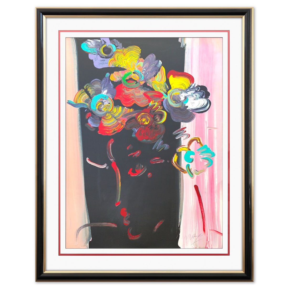 Peter Max- Lithograph in color "The Roseville Profile": Artist: Peter Max. Medium: Lithograph in color. Title: The Roseville Profile. Size: 40" x 29". Measures approx. 52" x 41" (framed). Signature: Hand signed and numbered. Certificate of Authenticity:
