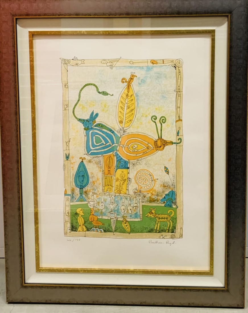 BERNARD BERTHOIS-RIGAL- Original Lithograph "Mystical World II": Artist: BERNARD BERTHOIS-RIGAL. Medium: Original Lithograph. Title: Mystical World II. Measures approx. 40" x 30" (framed). Signature: Hand signed by the artist. Reference#: 28048.