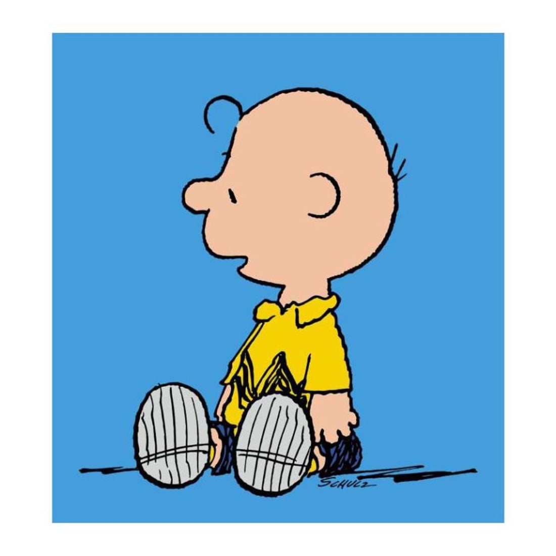 Peanuts, "Charlie Brown: Blue" Hand Numbered Canvas (40"x44") Limited Edition Fine Art Print with: A vibrant and striking edition portraying the simple yet emotive art of Charles. M. Schulz, creator of PEANUTS . You'll love the color, it really POPS in person! It looks incredible on the wall and wi