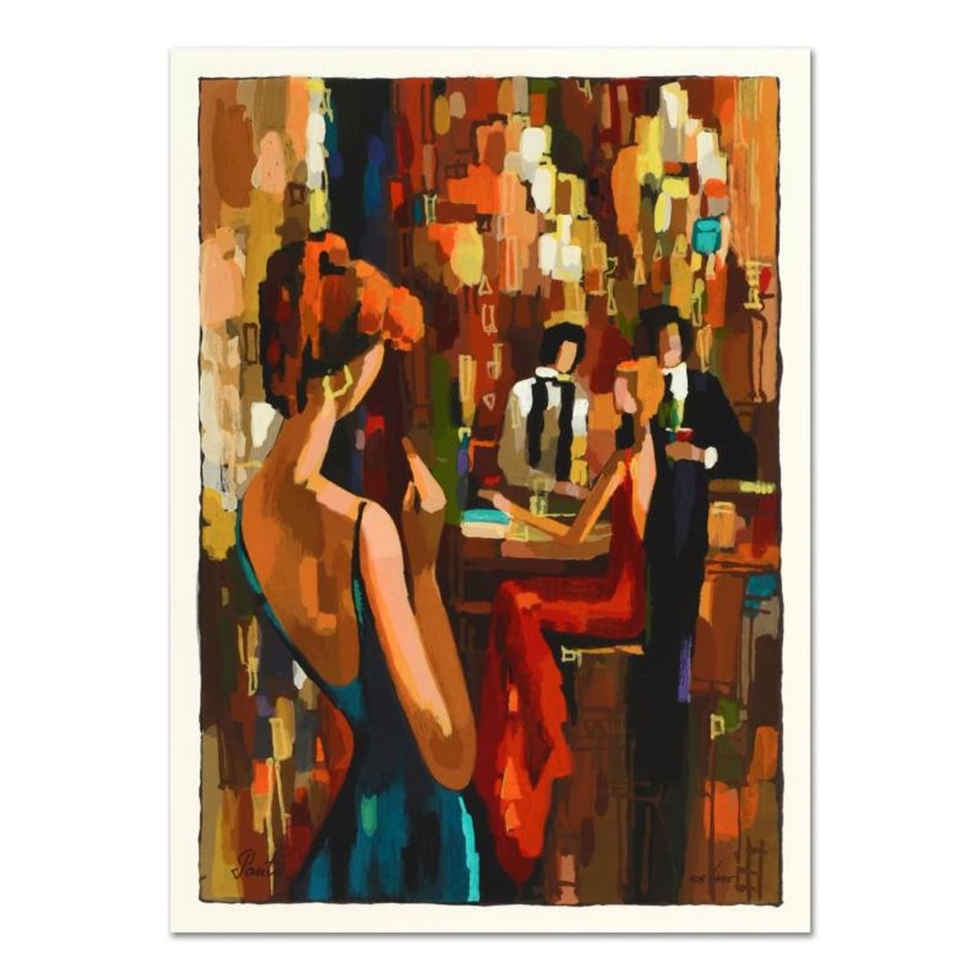 Nelly Panto, "Late Romance" Limited Edition Serigraph, Numbered and Hand Signed with Certificate of: Late Romance is a limited edition serigraph on paper, numbered and hand signed by Nelly Panto. Includes Certificate of Authenticity. Measures approx. 12" x 16.5" (border), 10.5" x 15" (image). Referen