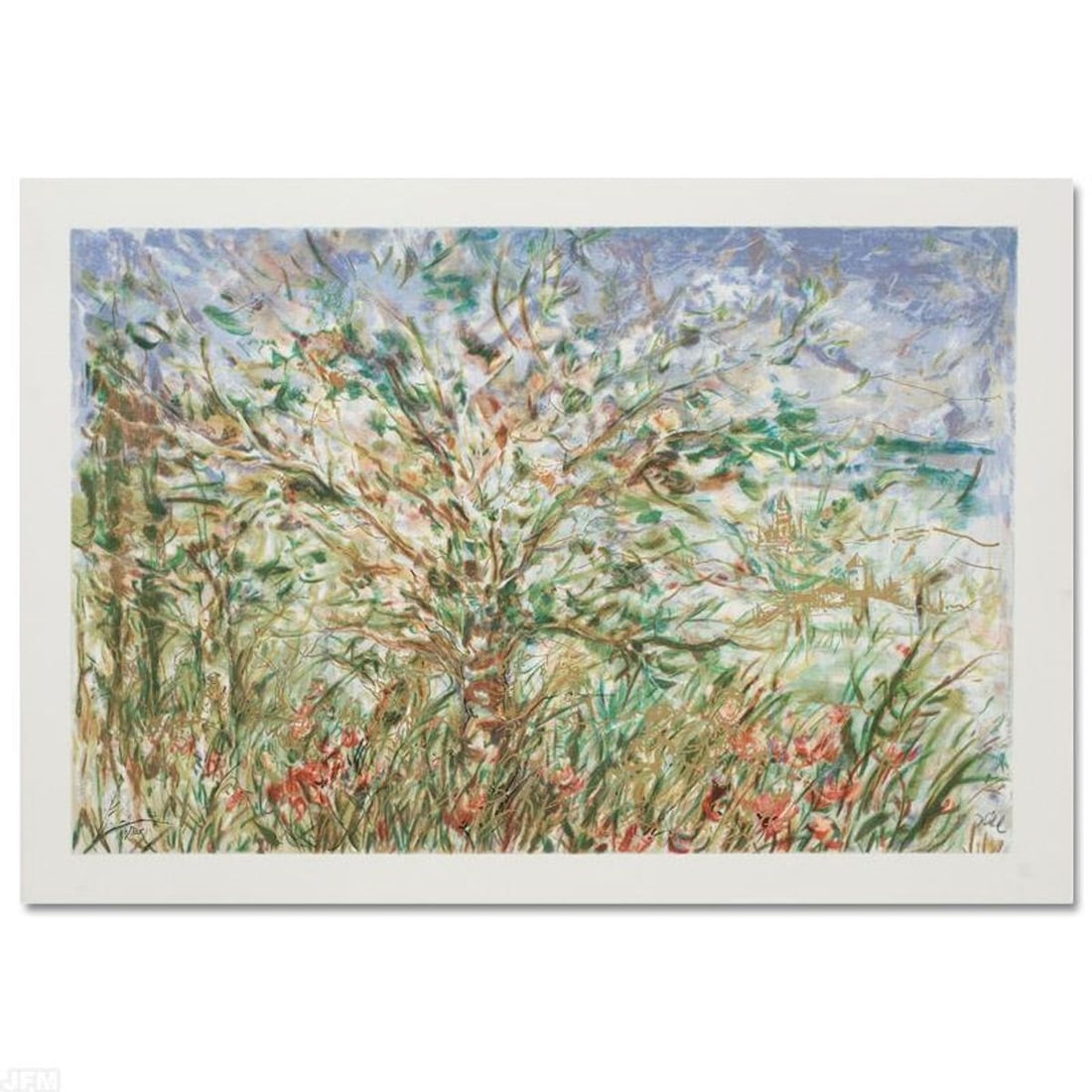 Tree in Spring Limited Edition Serigraph by Edna Hibel (1917-2014), Numbered and Hand Signed with: Tree in Spring is a limited edition serigraph on paper, numbered and hand signed by Edna Hibel (1917-2014). Includes Certificate of Authenticity! Measures approx. 30" x 21" (with border), 27" x 18" (i