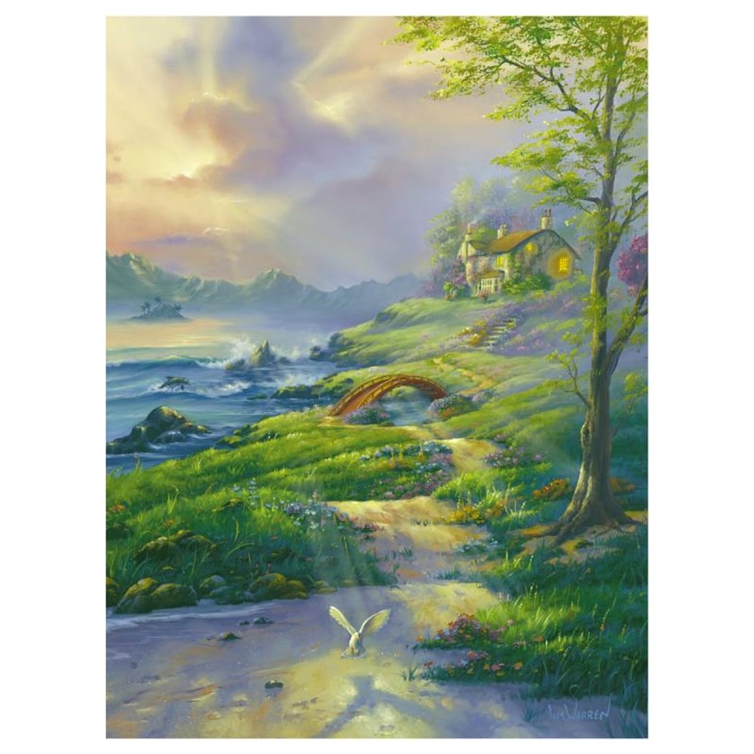 Jim Warren, "Evening Comfort" Hand Signed, Artist Embellished AP Limited Edition Giclee on Canvas: Evening Comfort is an AP numbered, artist embellished limited edition giclee on canvas by Jim Warren. The piece is hand signed and accompanied by a letter of authenticity. Measures approximately 24" x