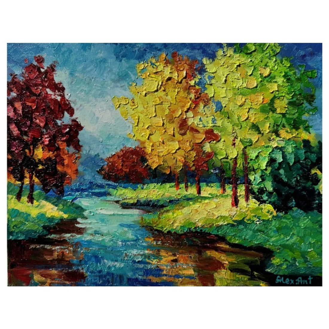Alexander Antanenka, "Autumn Is Here" Hand Signed Original Painting on Canvas with Letter of: Autumn Is Here is an original oil painting on stretched canvas by Alexander Antanenka. Hand signed by the artist, the piece comes with a letter of authenticity. Measures approximately 14" x 18" (image