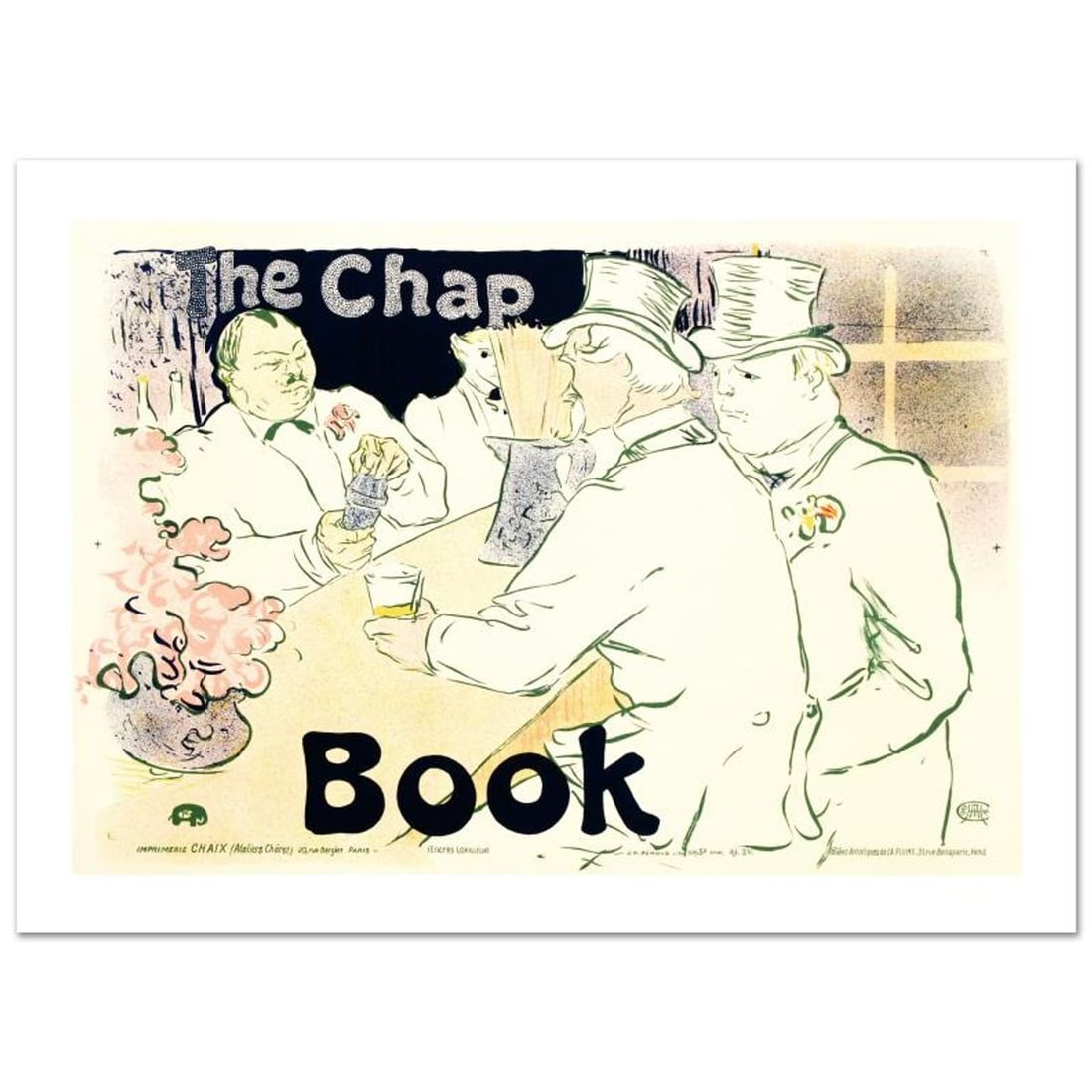 The Chap Book Hand Pulled Lithograph by the RE Society, Image Originally by Henri de: The Chap Book is a hand pulled lithograph on paper by the RE Society, image originally by Henri de Toulouse-Lautrec. Includes Certificate of Authenticity! Measures approx. 26" x 19" (with border), 23"