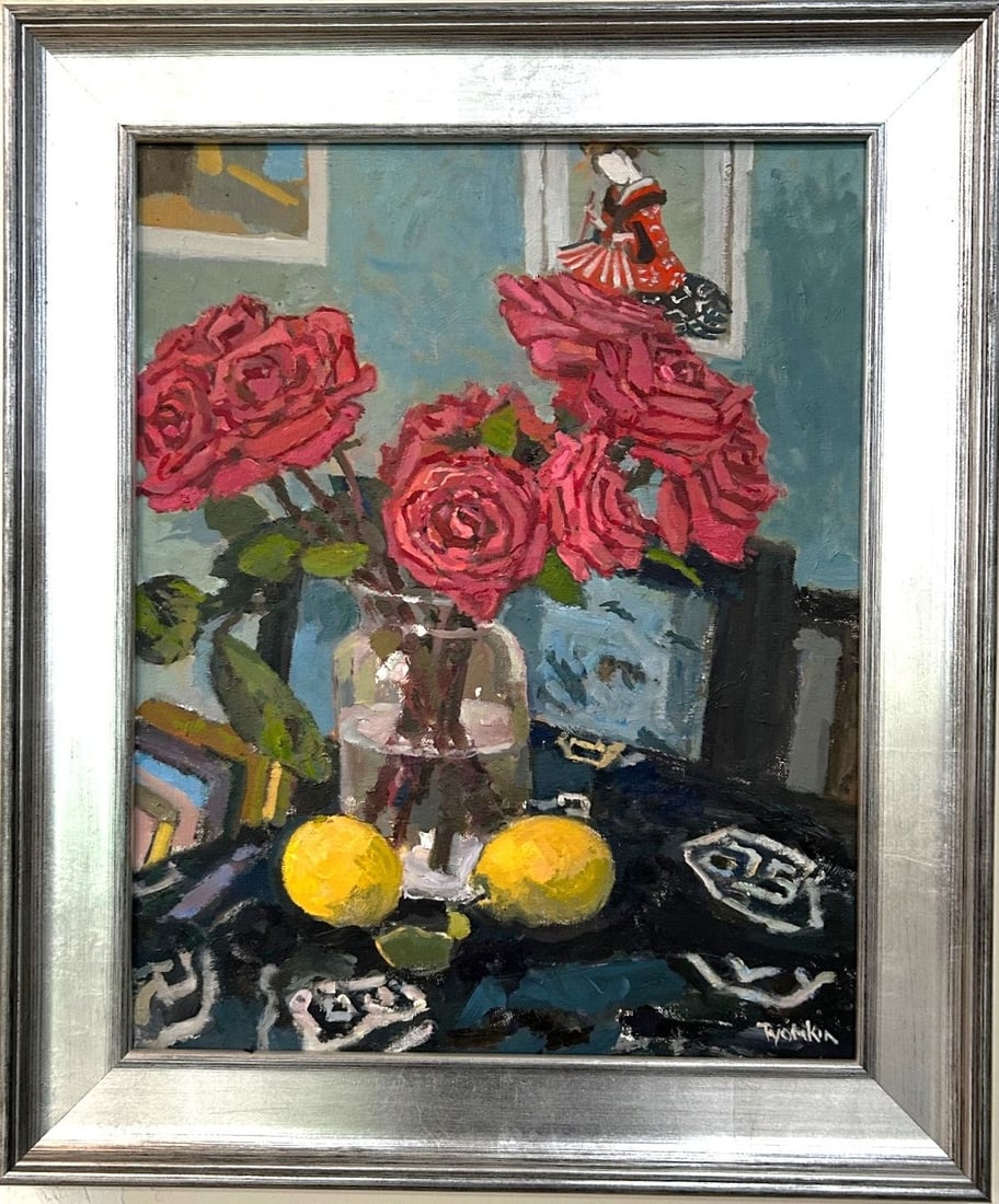 Toymkin- Oil on canvas "Roses and Lemons" (1 of 1)