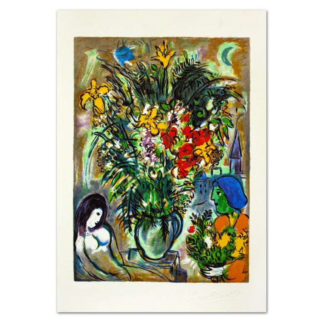 Marc Chagall (1887-1985), "L'offrande" Limited Edition Serigraph with Letter of Authenticity. (1 of 1)