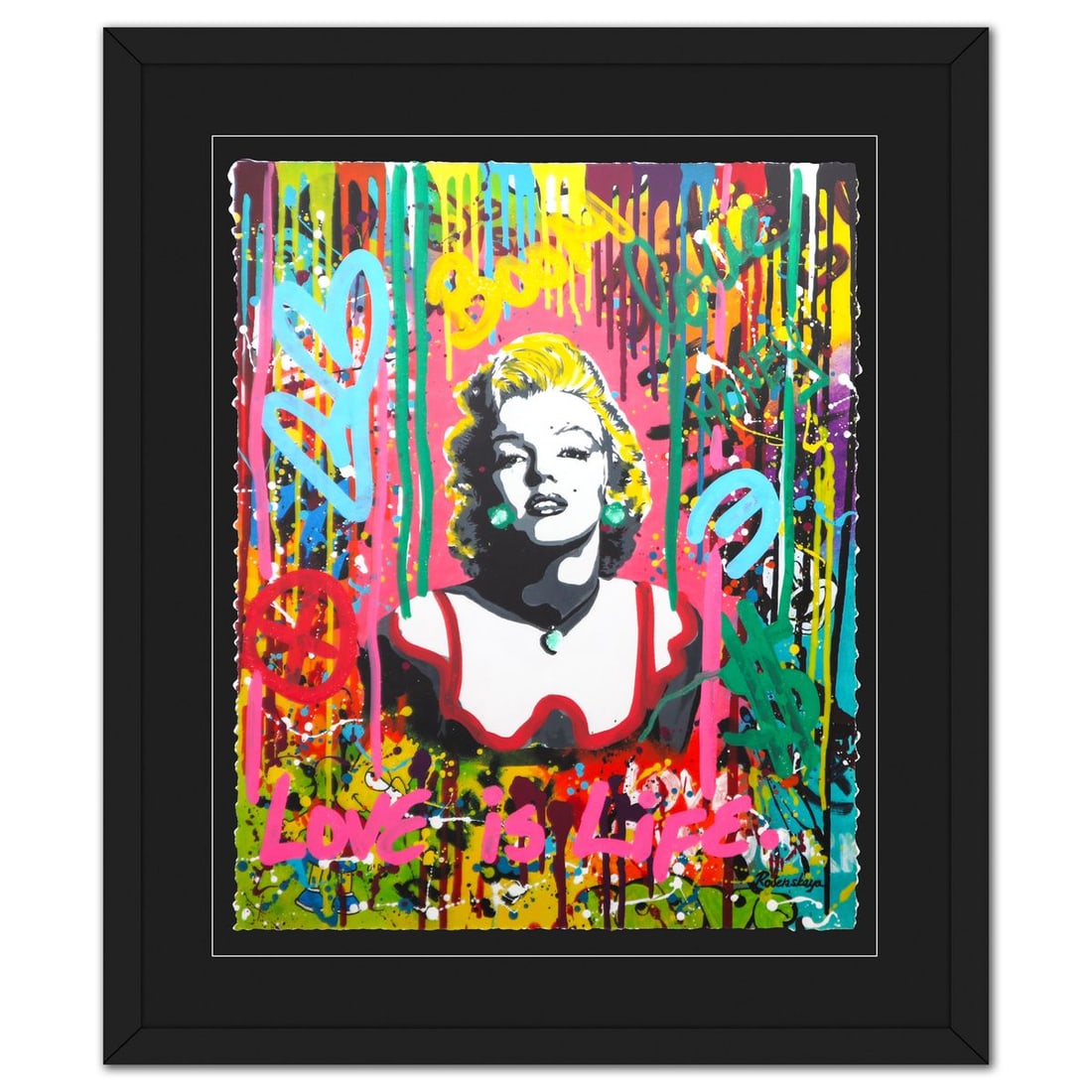 Nastya Rovenskaya- Original Mixed Media on Deckle Edge Paper "Pink Marilyn" (1 of 2)
