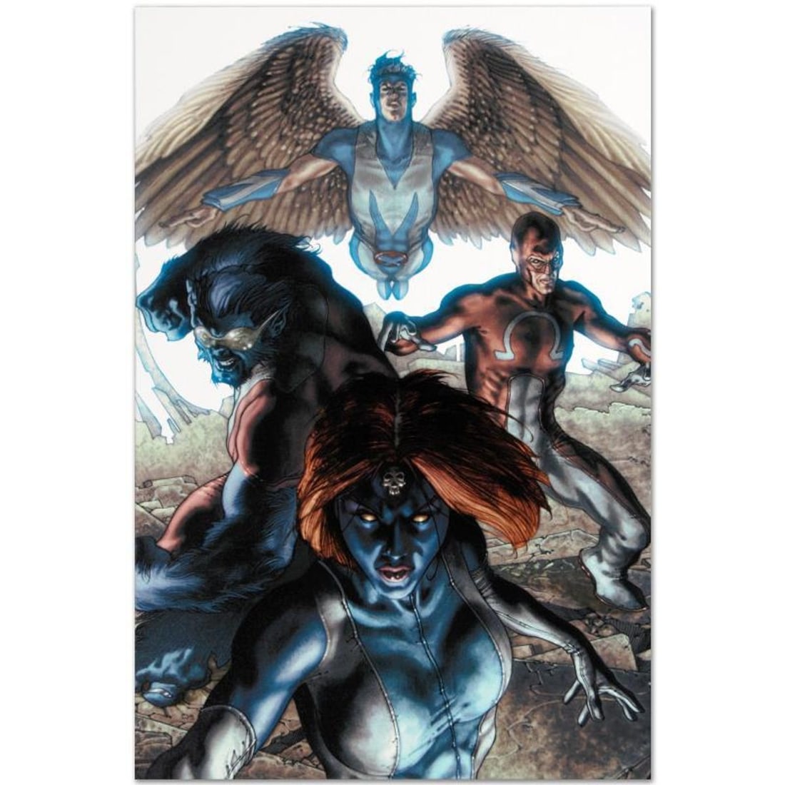 Marvel Comics "Dark X-Men #1" Numbered Limited Edition Giclee on Canvas by Simone Bianchi with COA.: A piece of comic book history, this limited edition, from original art by Simone Bianchi, depicts Mystique, Dark Beast, Omega, and Angel. Known for his use of ink wash in his work, Simone Bianchi is a