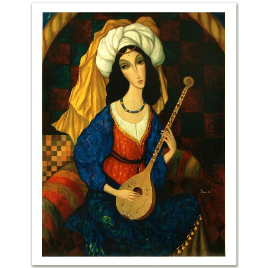Sergey Smirnov (1953-2006), "Scheherazade" Limited Edition Mixed Media on Canvas (26" x 35"),: Combining time-honored religious icon painting with western style portraiture, the hauntingly beautiful art of Sergey Smirnov (1953-2006) is inspired by the 'Parsuna' art movement. "Scheherazade" is a