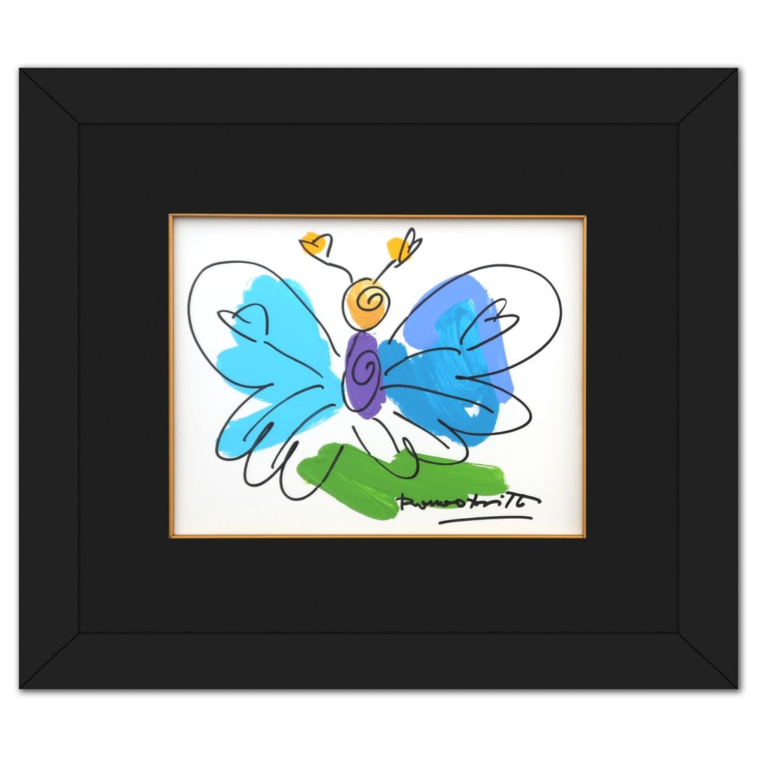 Romero Britto- Original on Foam Board, Acrylic, Oil Pen "Thomas Collection": Artist: Romero Britto. Medium: Original on Foam Board, Acrylic, Oil Pen. Title: Thomas Collection. Size: 11" x 13.5". Measures approx. 21" x 24" (framed). Signature: Hand signed. Certificate of Authen