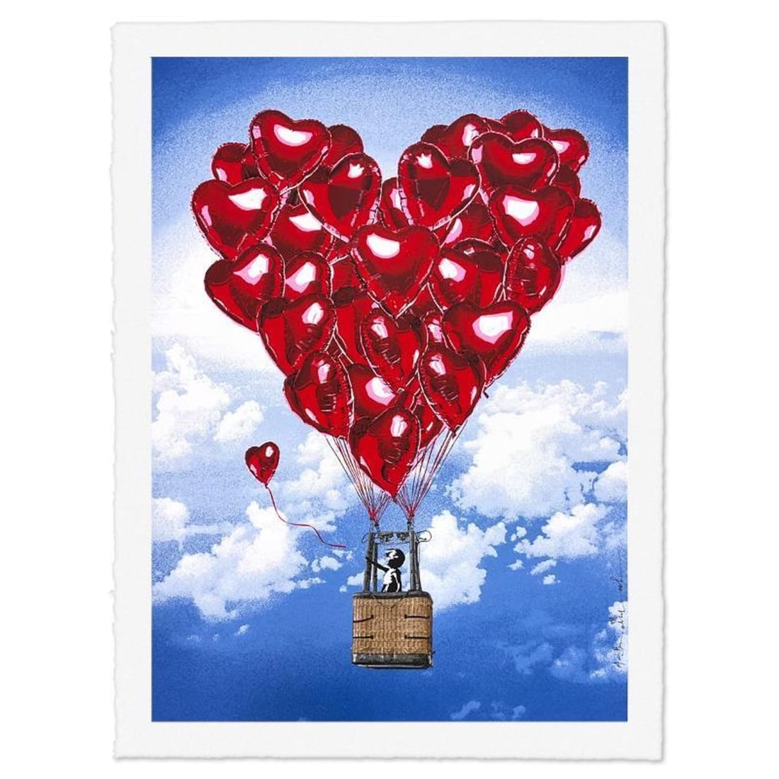 Mr. Brainwash, "Love Above All" Limited Edition Silk Screen, Hand Signed and Certificate of: Love Above All is a limited edition silk screen print on paper by Mr Brainwash. The piece is hand signed and thumb-printed by the artist. Includes Certificate of Authenticity. Measures approximately. 
