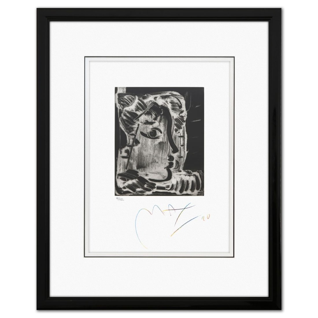Peter Max- Etching "Untitled": Artist: Peter Max. Medium: Etching. Title: Untitled. Size: 20" x 15". Measures approx. 30" x 24" (framed). Signature: Hand signed and numbered. Certificate of Authenticity: Is included. Reference#: 36