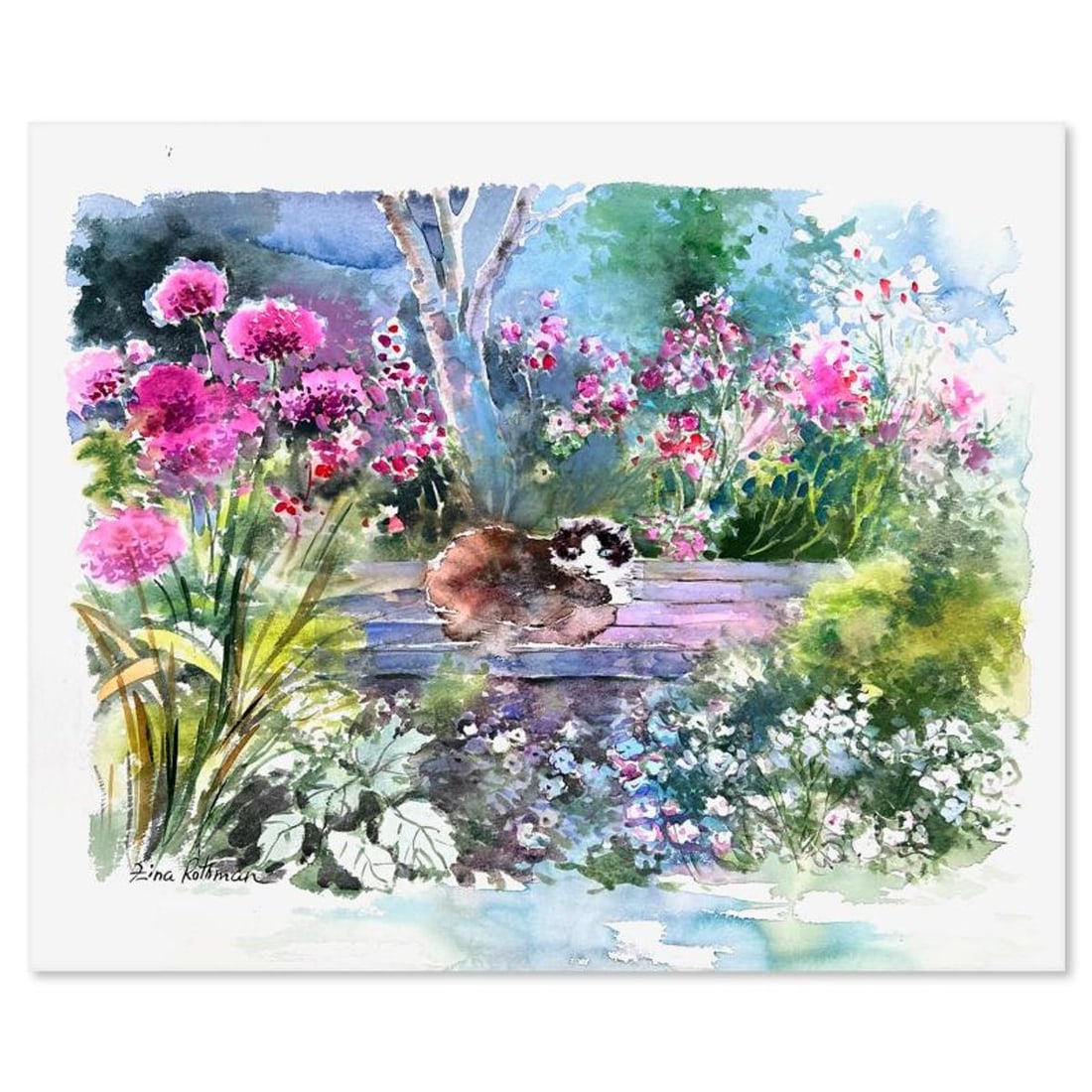 Zina Roitman, Hand Signed Original Painting with Letter of Authenticity.: This is an untitled original painting on paper by Zina Roitman. The piece is hand signed and comes with a letter of authenticity. Measures approximately 22.5" x 27.5".