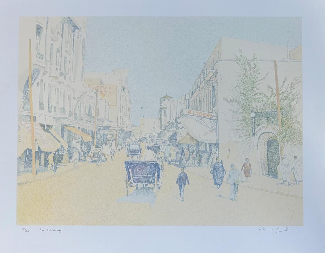 Guillaume Azoulay- Serigraph on paper "Rue DLorloge": Artist: Guillaume Azoulay. Medium: Serigraph on paper. Title: Rue DLorloge. Size: 30" x 40". Signature: Hand Signed and numbered. Reference#: 74659.