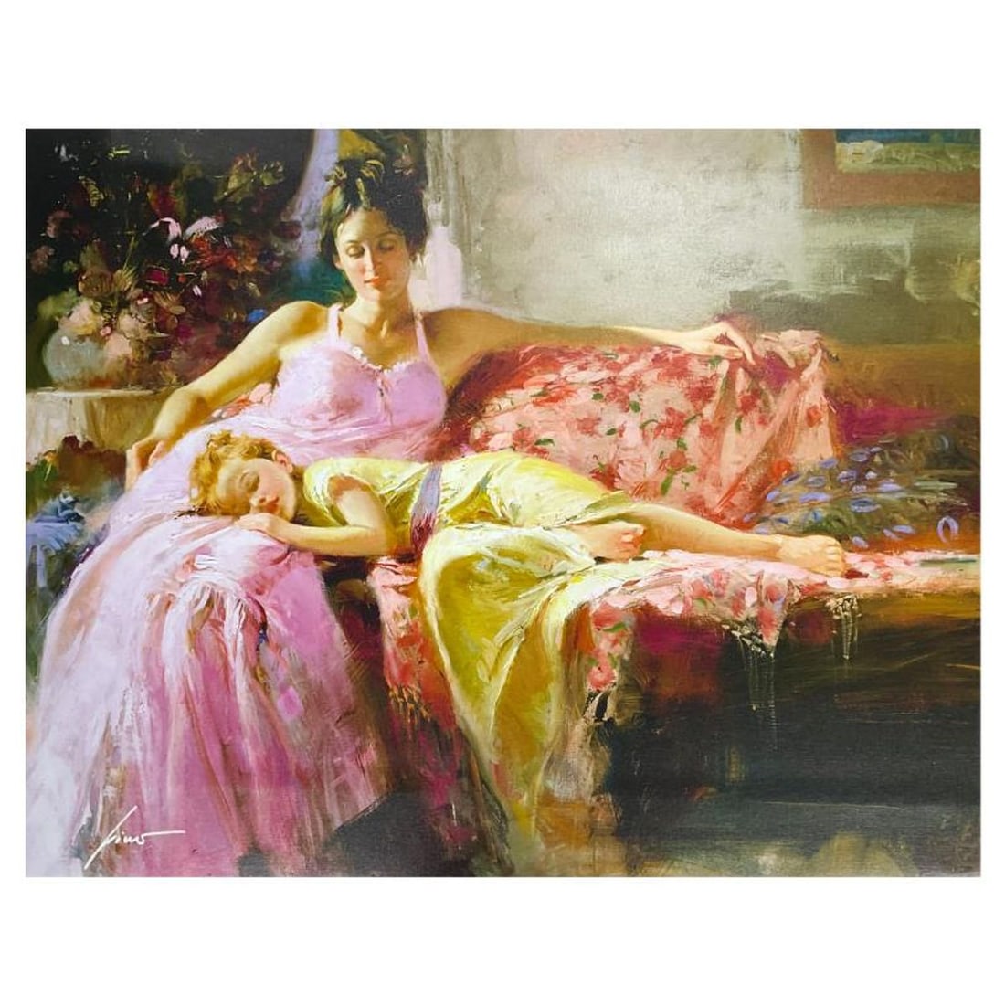 Pino (1939-2010) "A Place in My Heart" Limited Edition on Canvas, Numbered and Hand Signed with: A Place in My Heart is a limited edition giclee on canvas by Pino (1939-2010), numbered and hand signed by the artist. Includes Certificate of Authenticity. Measures approx. 32" x 40" (image). Referen