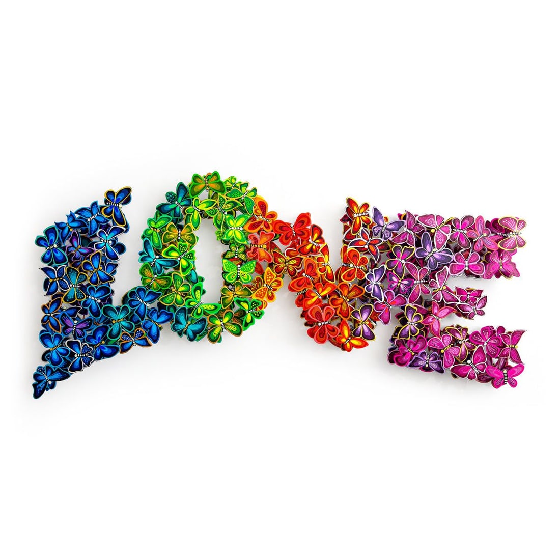Patricia Govezensky- Original Painting on Cutout Steel "L O V E": Artist: Patricia Govezensky. Medium: Original Painting on Cutout Steel. Title: L O V E. Size: 18" x 39". Signature: Hand Signed by the artist. Certificate of Authenticity: From the publisher. Referenc