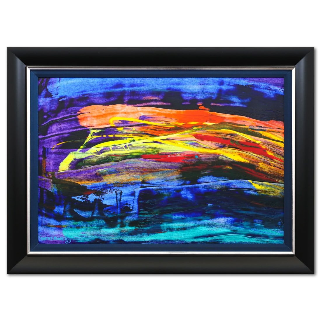 Wyland- Original Painting on Canvas "Abstract": Artist: Wyland. Medium: Original Painting on Canvas. Title: Abstract. Size: 26" x 38". Measures approx. 32" x 44" (framed). Signature: Hand signed by the artist. Certificate of Authenticity: Is includ