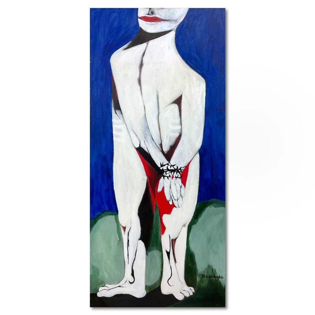 Milton Berwin (1925-2023), Original Painting on Canvas (48" x 22"), Dated 1966 and Hand Signed with: This is an original painting on stretched canvas by Milton Berwin (1925-2023), dated 1966 and hand signed by the artist. Includes Letter of Authenticity. Measures approx. 48" x 22" (image).