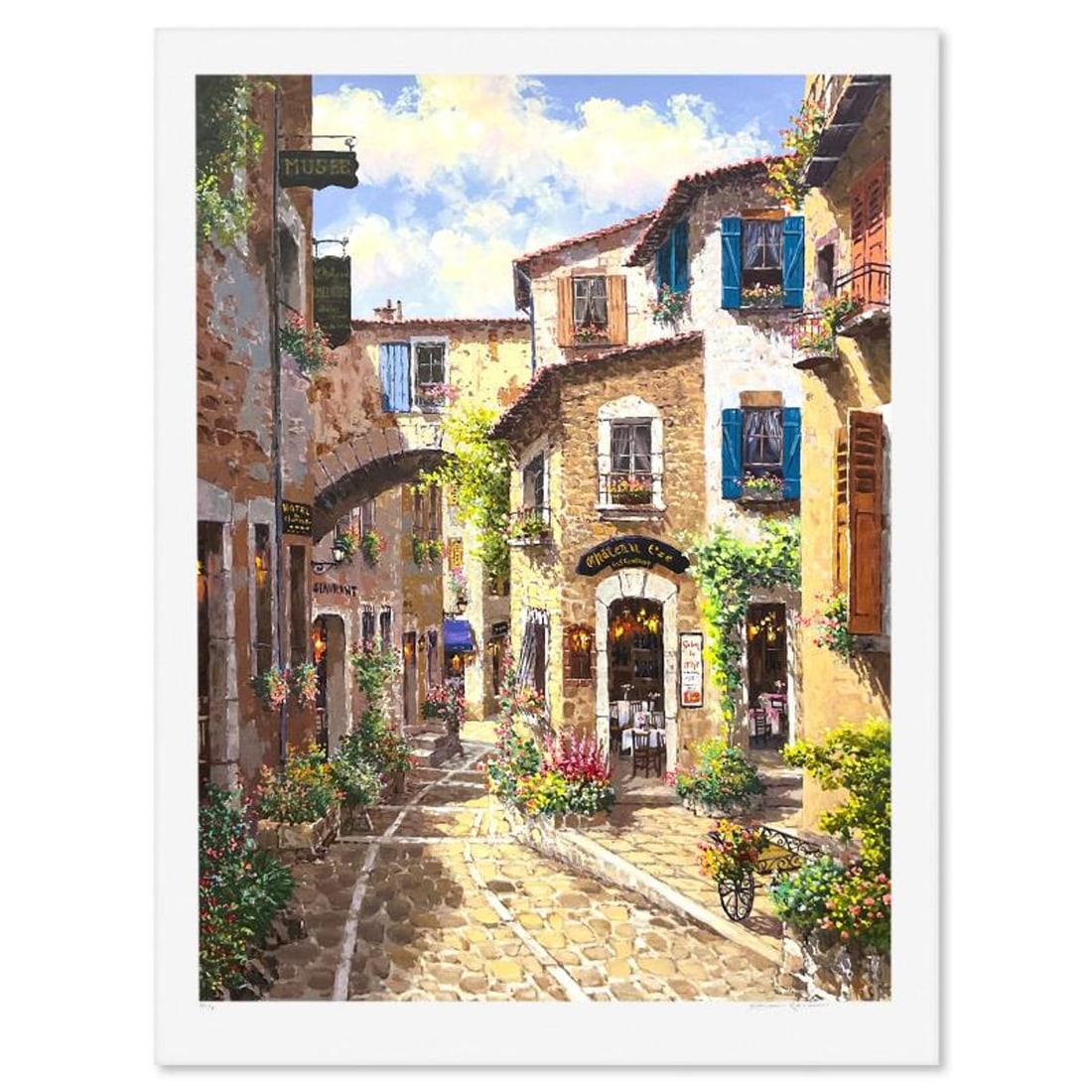 Sam Park, "Antibes" Limited Edition Printer's Proof Serigraph, Numbered 1/4 and Hand Signed with: Antibes is a limited edition printer's proof serigraph on paper by Sam Park, numbered 1/4 and hand signed by the artist. Includes Letter of Authenticity. Measures approx. 44.5" x 34" (border), 40" x 3