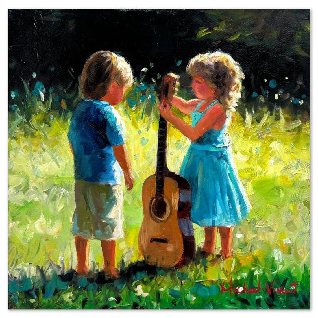Michael Vincent, "Getting Ready for Nashville" Original Painting on Canvas, Hand Signed with Letter (1 of 2)