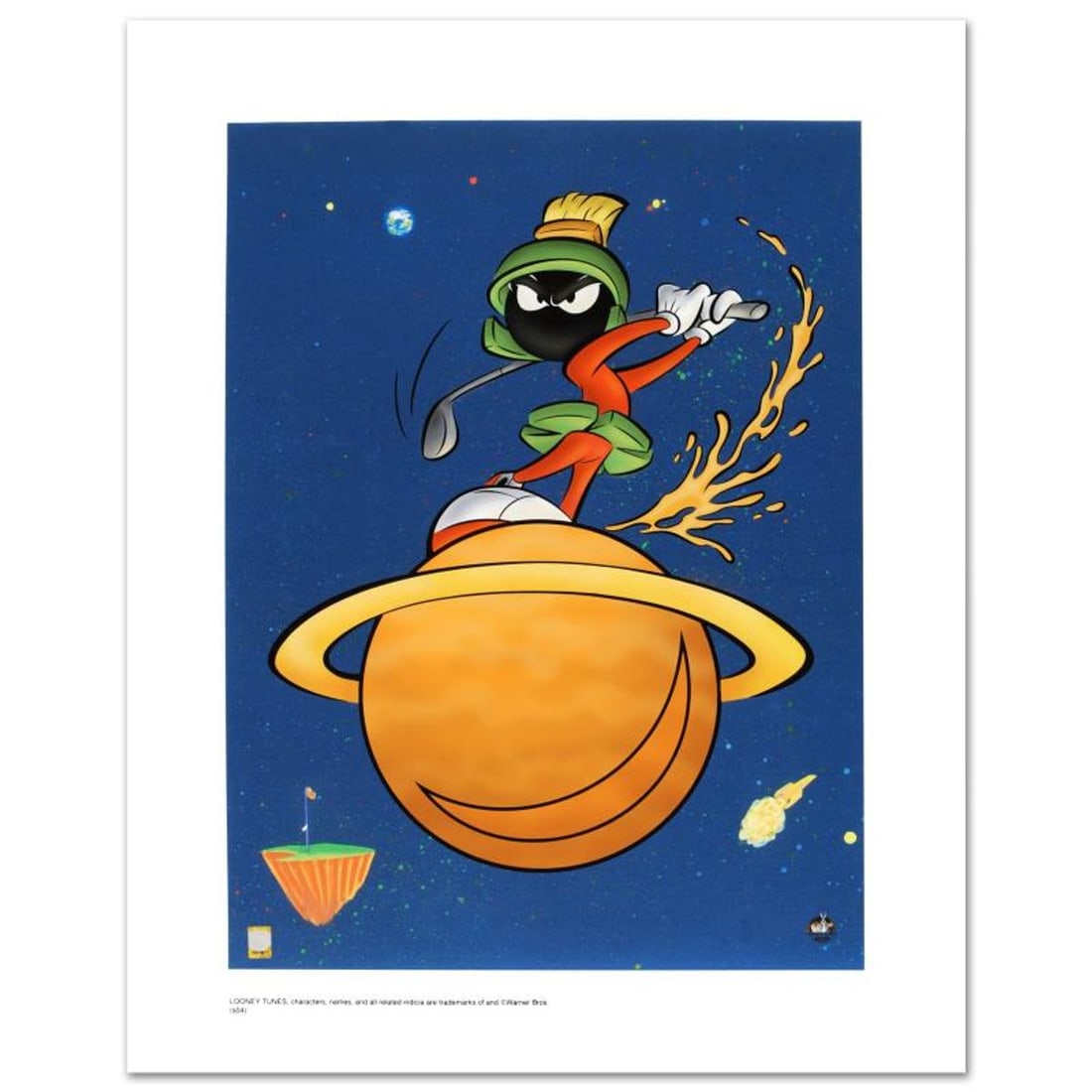 Marvin Martian Golf Limited Edition Giclee from Warner Bros., Numbered with Hologram Seal and: Marvin Martian Golf is a limited edition giclee on paper from Warner Bros., numbered with hologram seal of Authenticity. Also, includes Certificate of Authenticity! Measures approx. 20" x 16" (with bo