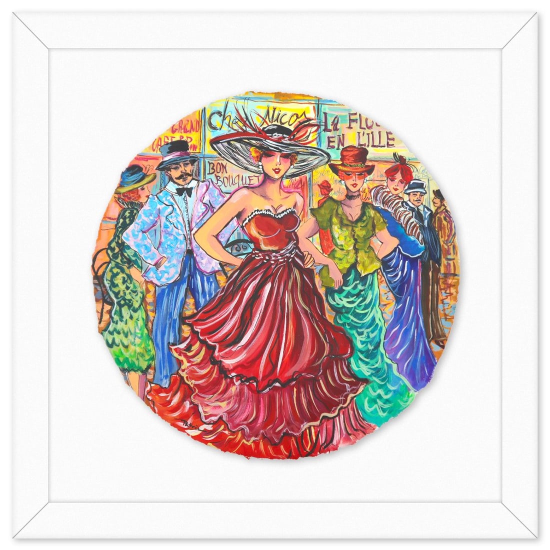Patricia Govezensky- Original Watercolor "Midnight Collision": Artist: Patricia Govezensky. Medium: Original Watercolor. Title: Midnight Collision. Size: 16" x 16". Measures approx. 23" x 23" (framed). Signature: Hand signed. Certificate of Authenticity: Is inclu