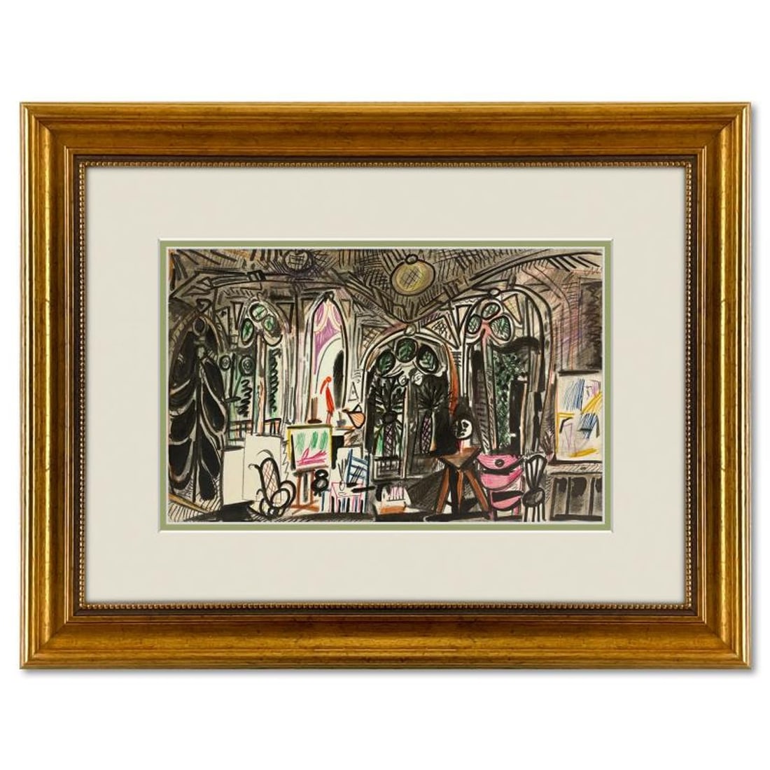 Pablo Picasso (1881-1973), "Carnet de Californie" Framed Vintage Vintage Lithograph on Paper with: Carnet de Californie is a vintage vintage lithograph on paper by Pablo Picasso (1881-1973). This piece is from Picasso's Carnet de Californie Series and was printed in Paris, France by Mourlot Studios