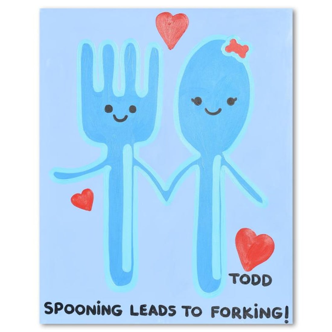 Todd Goldman, "Spooning Leads to Forking" Original Acrylic Painting on Gallery Wrapped Canvas (48" x (1 of 2)