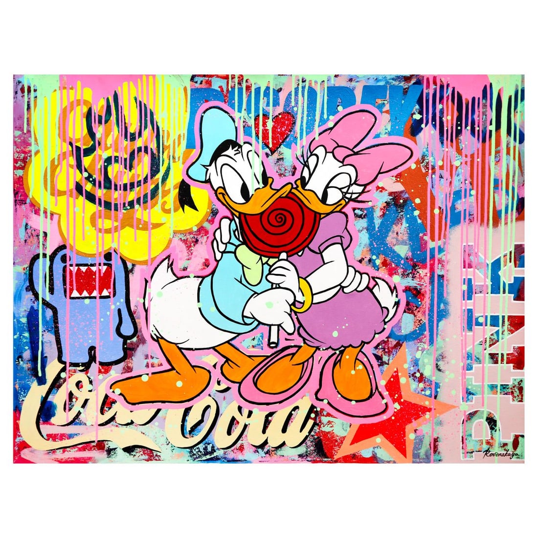 Nastya Rovenskaya- Original Oil on Canvas "Sugar Rush Romance": Artist: Nastya Rovenskaya. Medium: Original Oil on Canvas. Title: Sugar Rush Romance. Size: 30" x 40". Signature: Hand Signed. Certificate of Authenticity: Is included. Reference#: 36689.