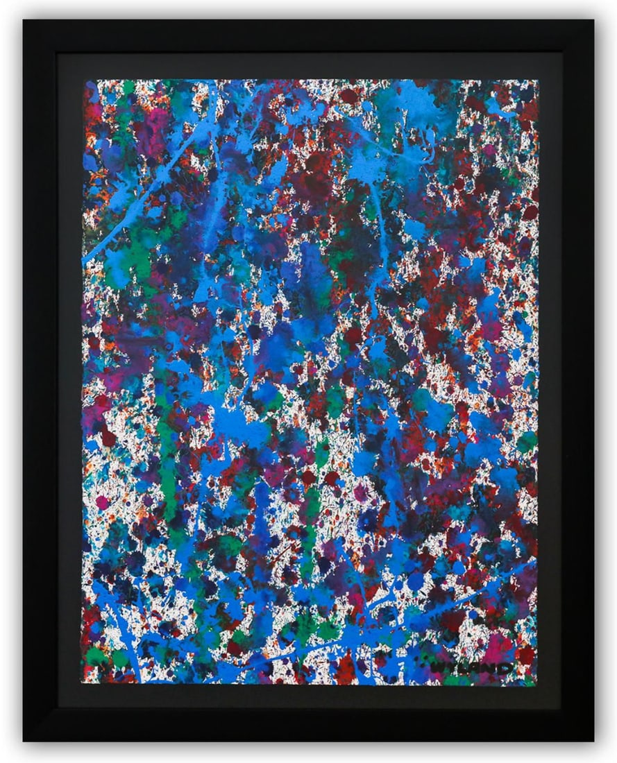 Wyland- Original Watercolor Painting on Deckle Edge Paper "Abstract Drip": Artist: Wyland. Medium: Original Watercolor Painting on Deckle Edge Paper. Title: Abstract Drip. Size: 30" x 22". Measures approx. 36" x 29" (framed). Signature: Hand Signed by the artist. Certificate