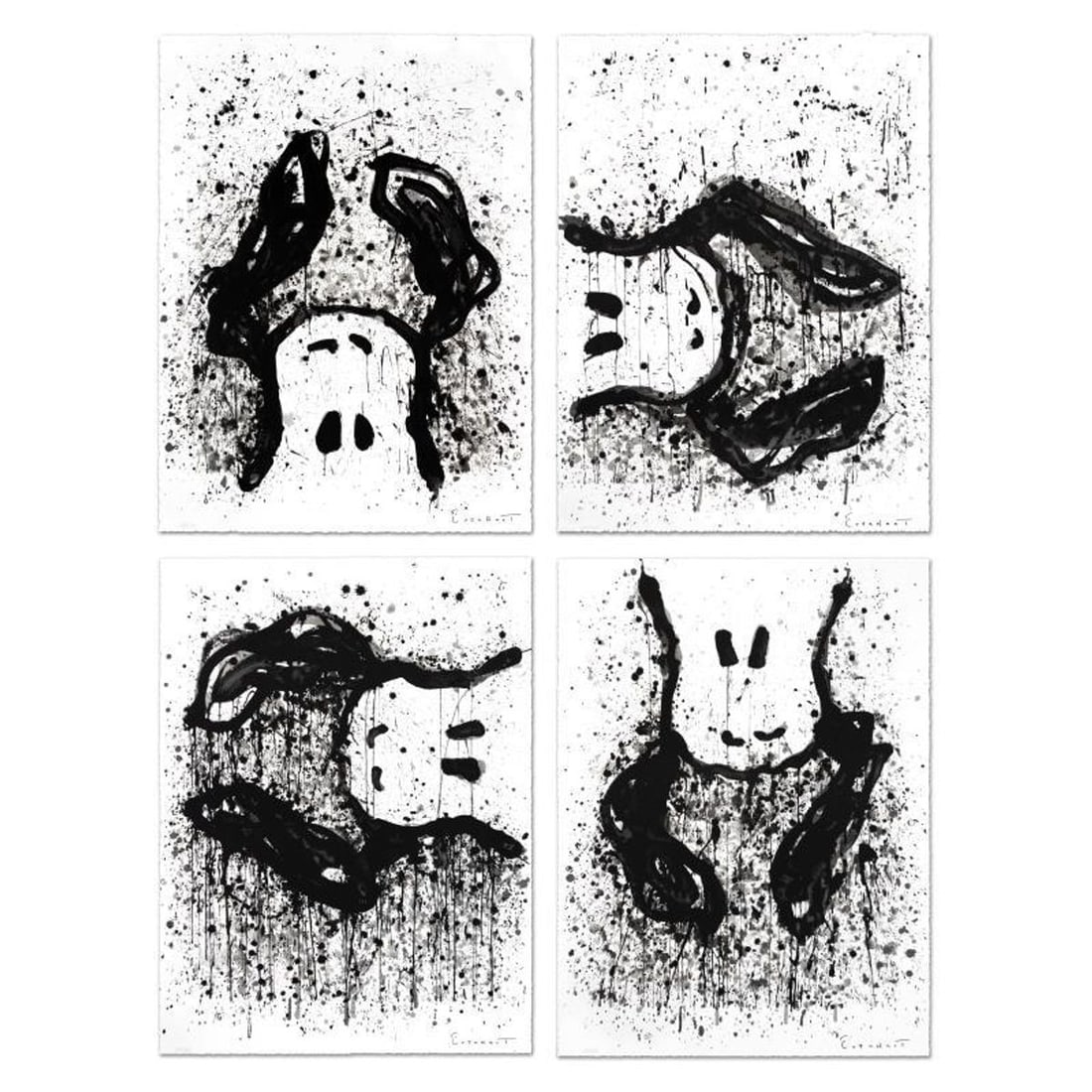 Watchdogs 3-6-9-12 O'Clock Suite of Four Limited Edition Hand Pulled Original Lithographs by Tom: Watchdog 3 O'Clock, Watchdog 6 O'Clock, Watchdog 9 O'Clock and Watchdog 12 O'Clock are all in a Suite of four limited edition hand pulled original lithographs on museum quality deckle-edge paper, each