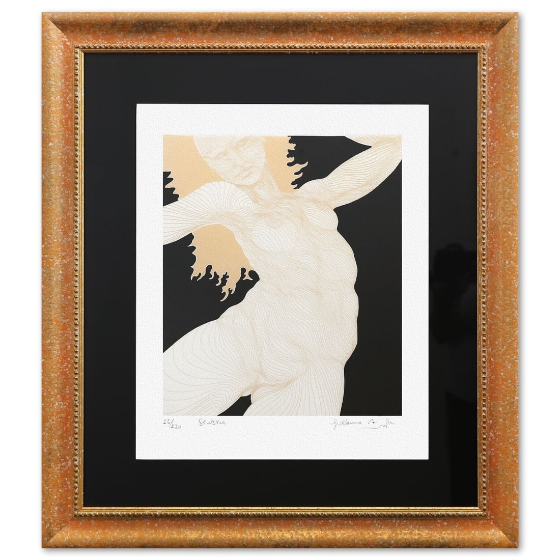 Guillaume Azoulay- Original Etching: Artist: Guillaume Azoulay. Medium: Original Etching. Size: 20" x 16". Measures approx. 30" x 27" (framed). Signature: Hand signed and numbered. Additional: 26/230. Reference#: 10071.