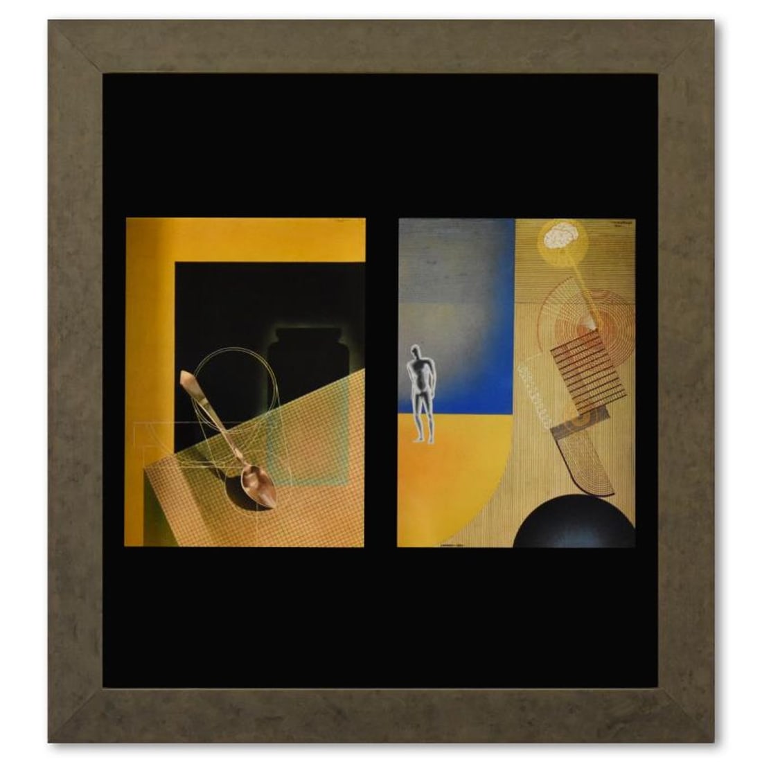 Victor Vasarely (1908-1997), "Etude (Bleue, Verte) de la serie Graphismes 1" Framed 1977: Etude (Bleue, Verte) de la serie Graphismes 1 is a heliogravure print on paper, published in 1977, by Victor Vasarely (1908-1997). This piece comes custom framed, with a letter of authenticity and wit