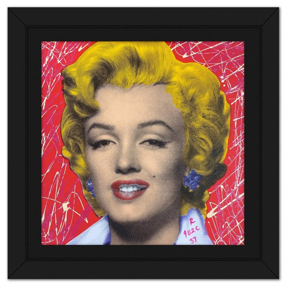 Ringo Daniel Funes, "Marilyn Classic" Framed One-of-a-Kind Mixed Media on Canvas, Hand Signed with: Marilyn Classic is a one-of-a-kind hand-pulled mixed media silkscreen on canvas by Ringo (Daniel Funes) - protege of Andy Warhol's apprentice, Steve Kaufman.This piece is hand signed by the artist. Th