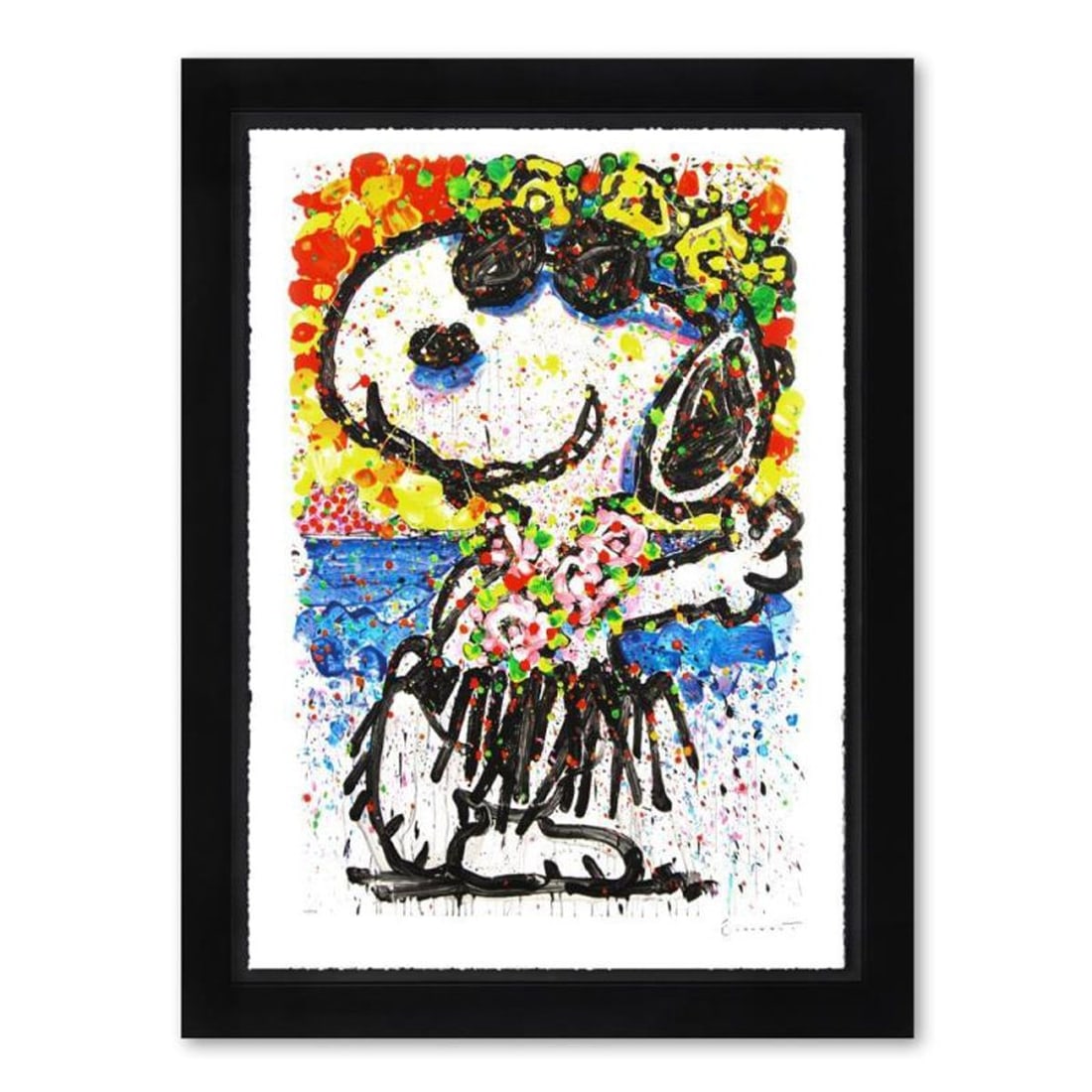Tom Everhart, "Boom Shaka Laka Laka" Framed Limited Edition Hand Pulled Original Lithograph. Hand: Boom Shaka Laka Laka is a limited edition hand pulled original lithograph on museum quality deckle-edge paper by Tom Everhart. The piece is numbered, and hand signed by the artist. This is one of the 