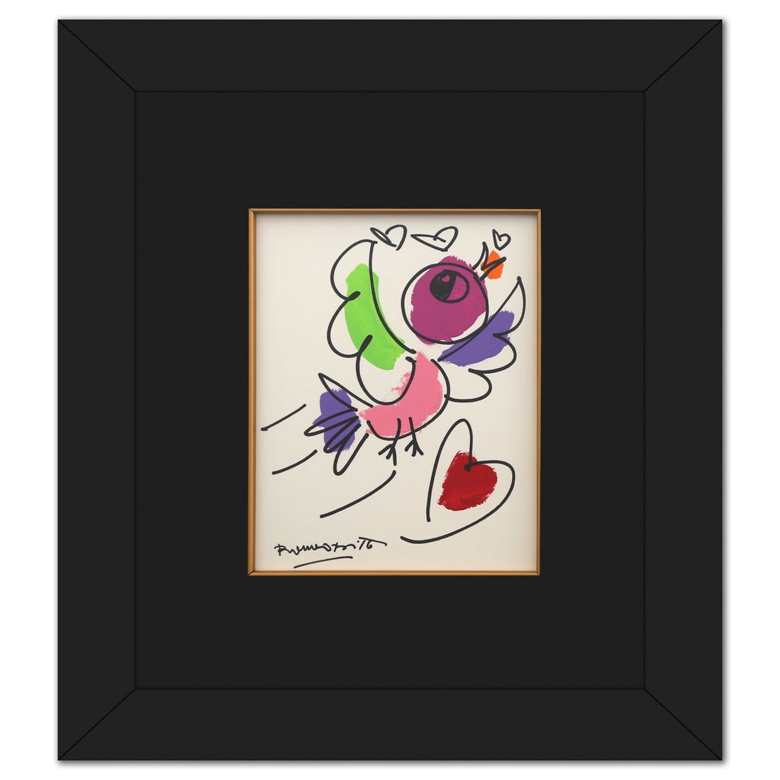 Romero Britto- Original on Foam Board, Acrylic, Oil Pen "Thomas Collection": Artist: Romero Britto. Medium: Original on Foam Board, Acrylic, Oil Pen. Title: Thomas Collection. Size: 10" x 8". Measures approx. 20" x 18" (framed). Signature: Hand signed. Certificate of Authentic