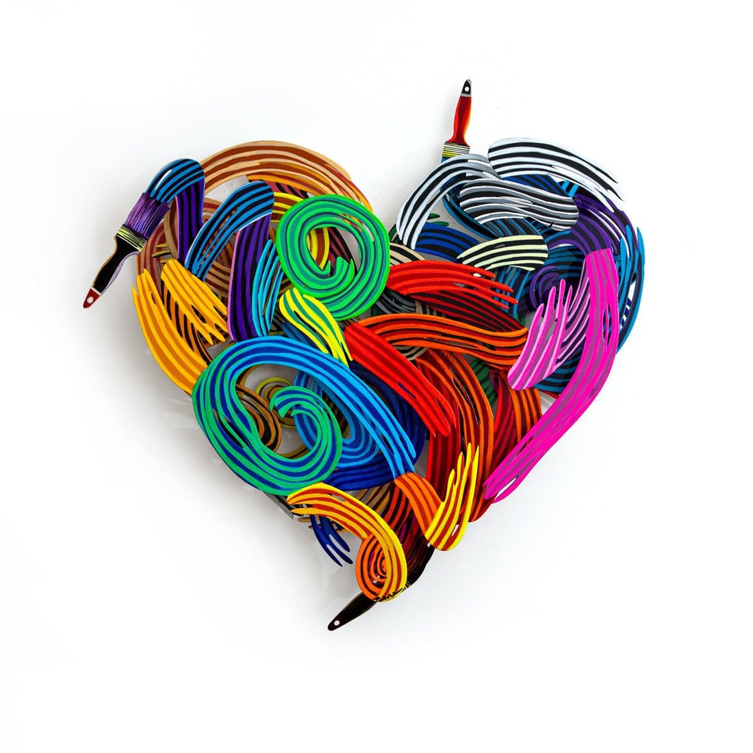 Patricia Govezensky- Original Painting on Cutout Steel "Colors of Love": Artist: Patricia Govezensky. Medium: Original Painting on Cutout Steel. Title: Colors of Love. Size: 35" x 32". Signature: Hand signed by the artist. Certificate of Authenticity: From the publisher. A
