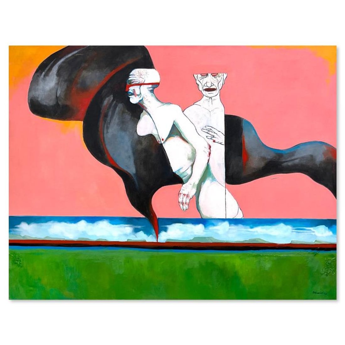 Milton Berwin (1925-2023), Original Painting on Canvas (50" x 64"), Hand Signed with Letter of: This is an original painting on stretched canvas by Milton Berwin (1925-2023), hand signed by the artist. Includes Letter of Authenticity. Measures approx. 50" x 64" (image). Local pickup from our war